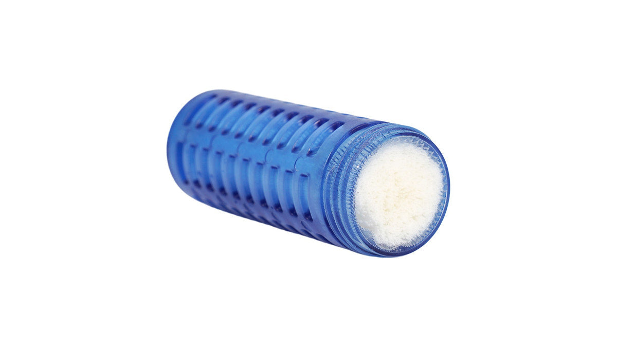 Close-up of a JEYOGO replacement filter cartridge on a white background
